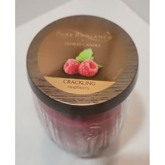 Yankee Candle Woodwick Crackling Lumiwick Raspberry Large Jar 22 Oz New - Picture 2 of 10